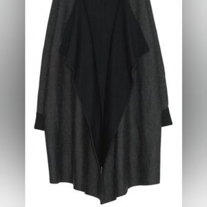 Tahari Cardigan Duster Wool Blend Minimalist Quiet Luxury Open Gray Size 1X